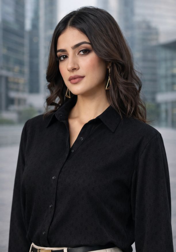 LISA LONG SLEEVE BLACK BLOUSE